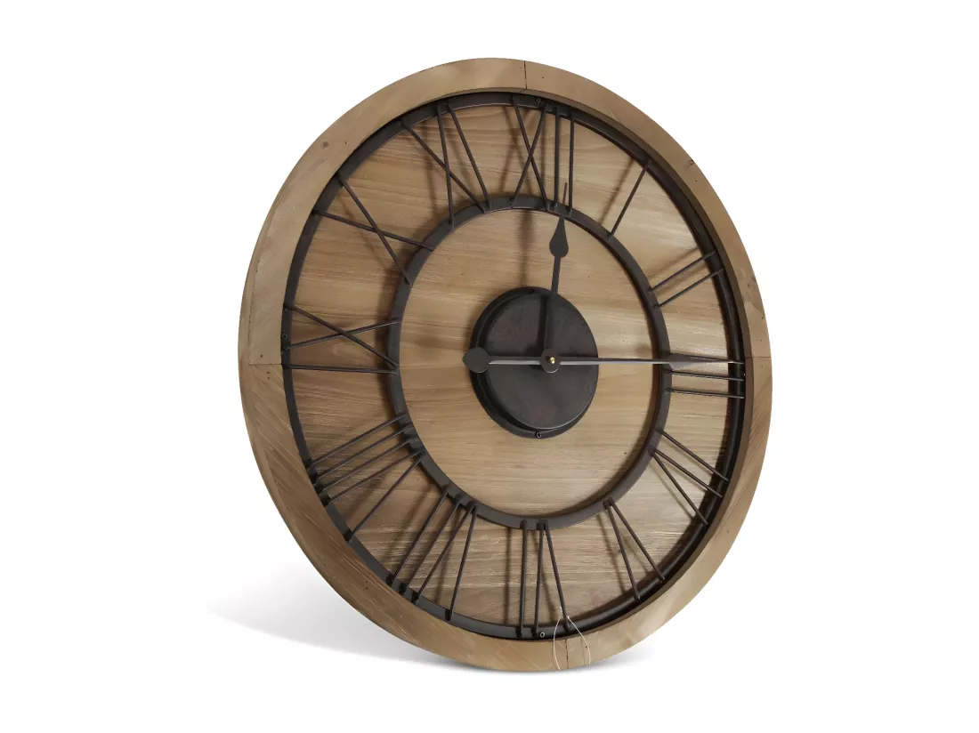 Grande horloge ancienne Bois-Métal Marron - Décoration d'Autrefois