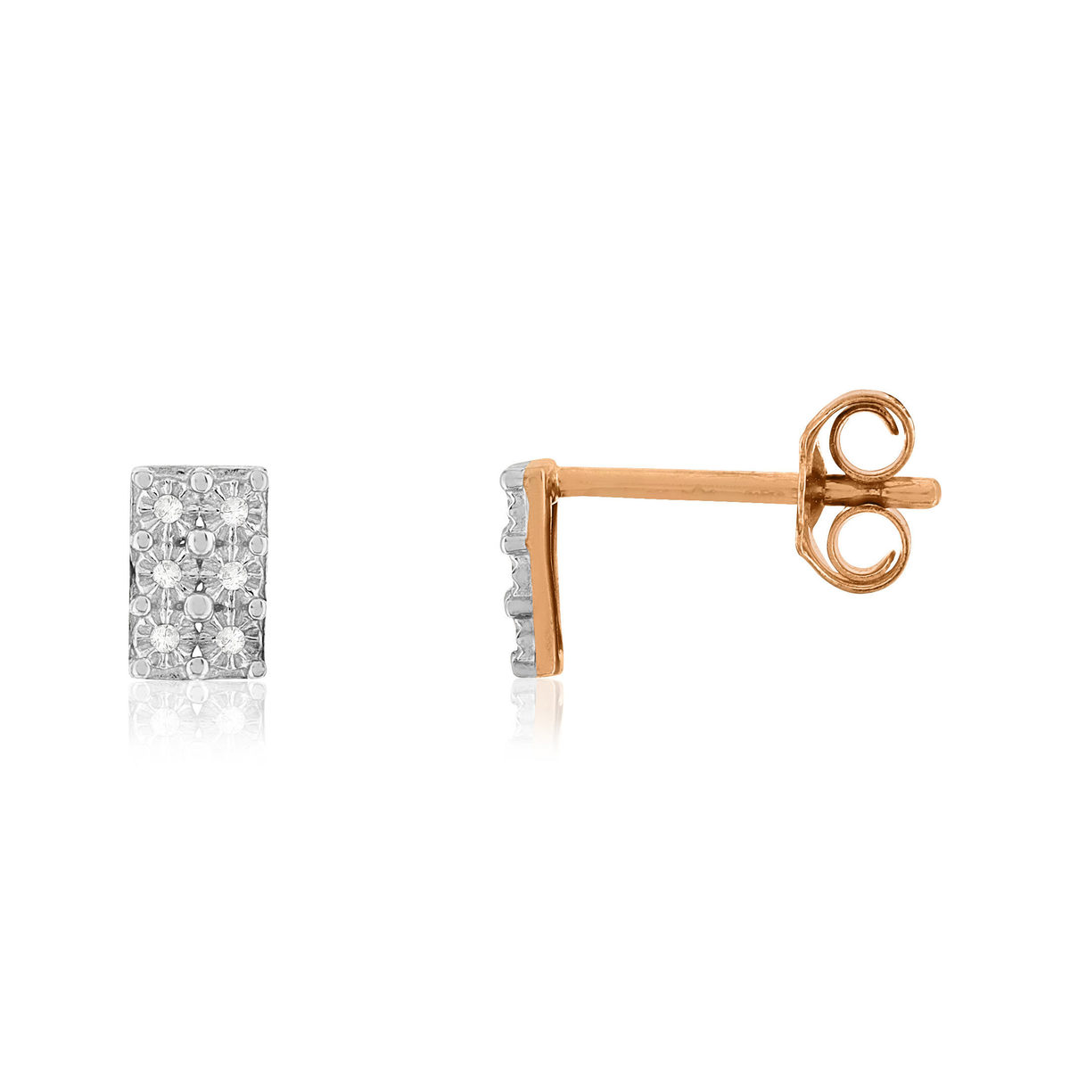 Boucles d'oreilles or 375 rose diamants