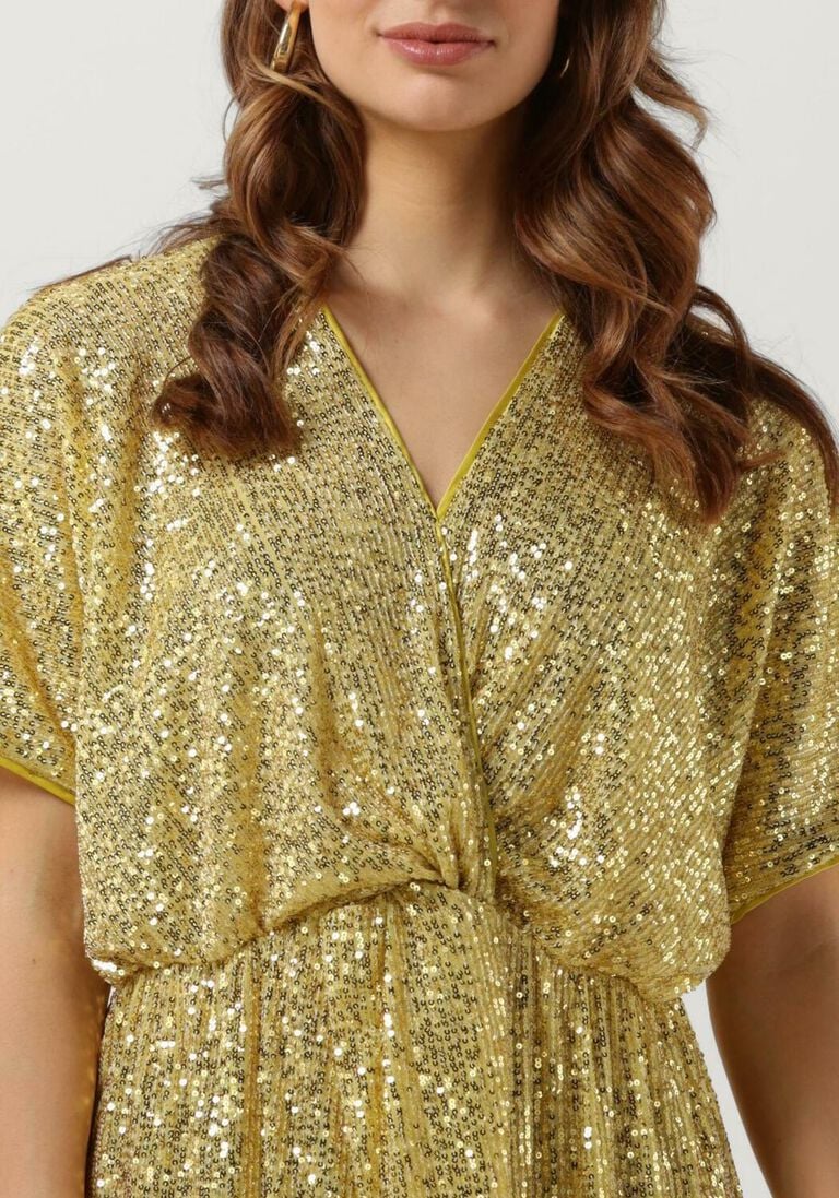 SECOND FEMALE gouden second female mini jurk shine on mini dress