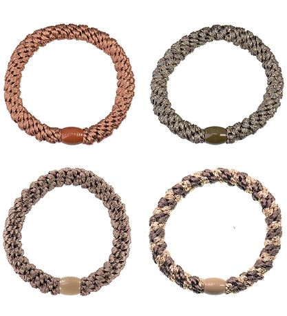 Kknekki Haargummis - 4er-Pack - Braun/Grün Glitzer