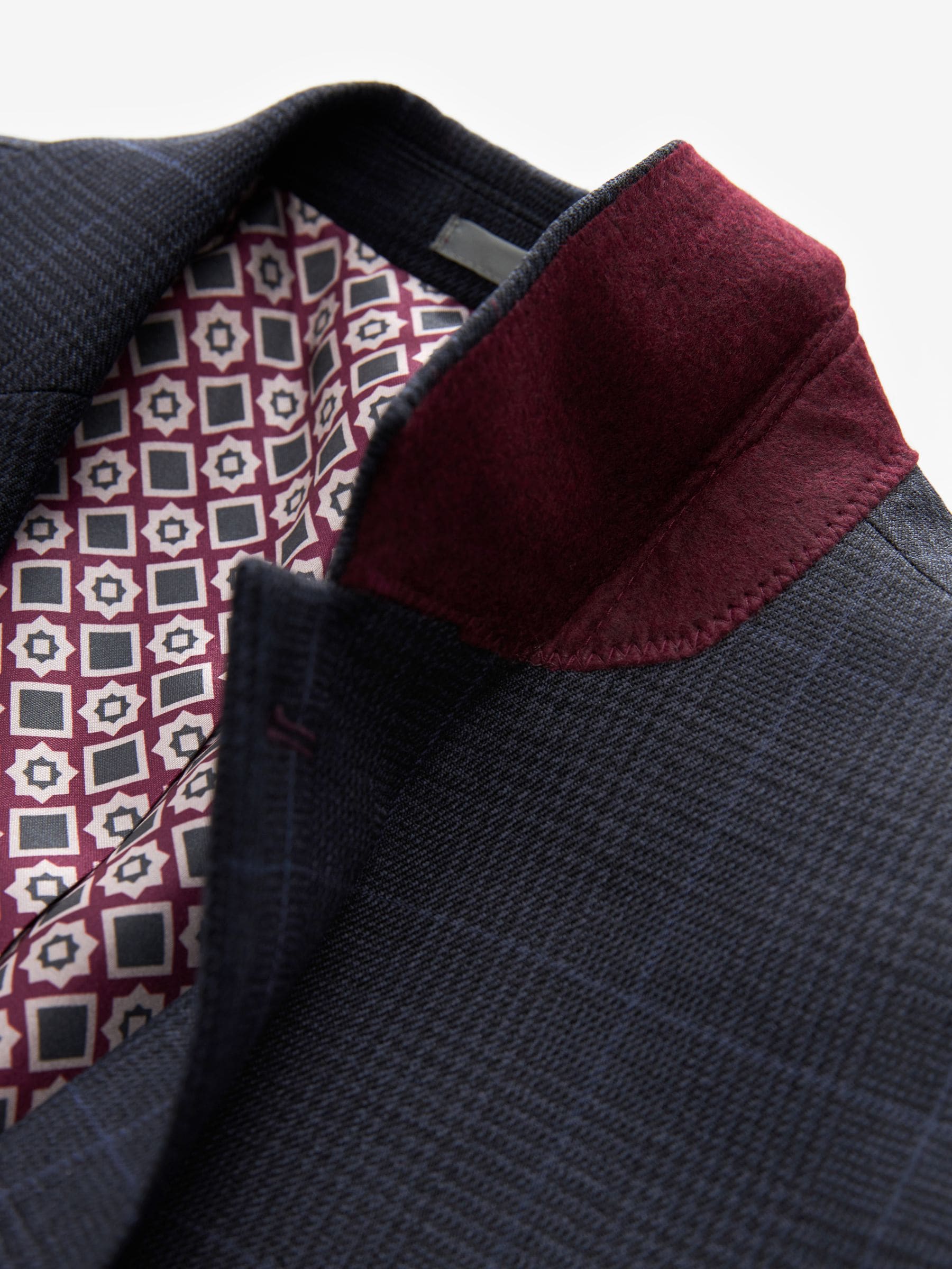 Donkerblauw - Prince of Wales geruit kostuum: colbert