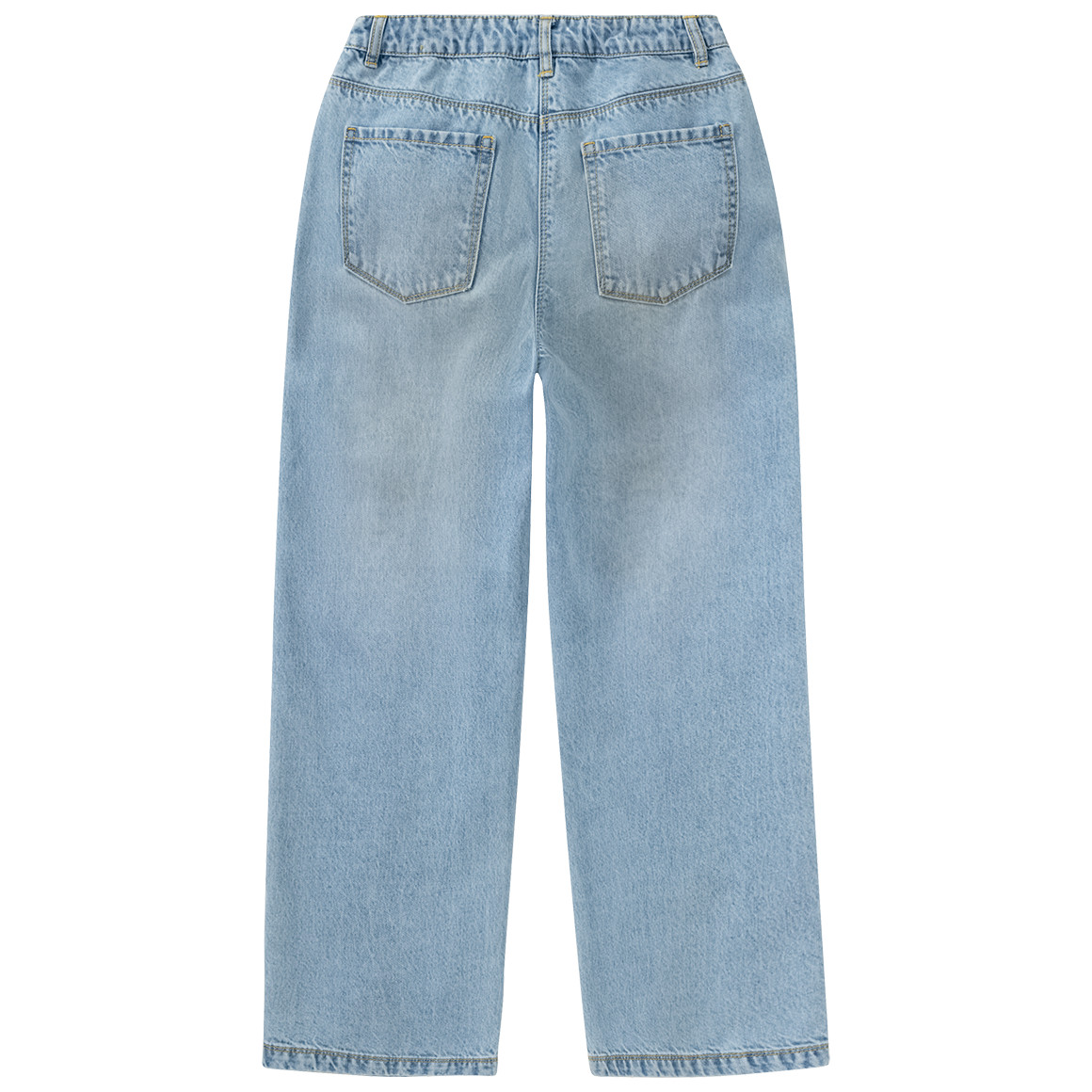 Yigga Mädchen Wide-Leg-Jeans mit Blumen-Applikation hellblau