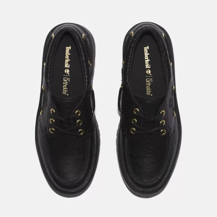 Sapato náutico feminino Stone Street Timberland Premium na cor preta.