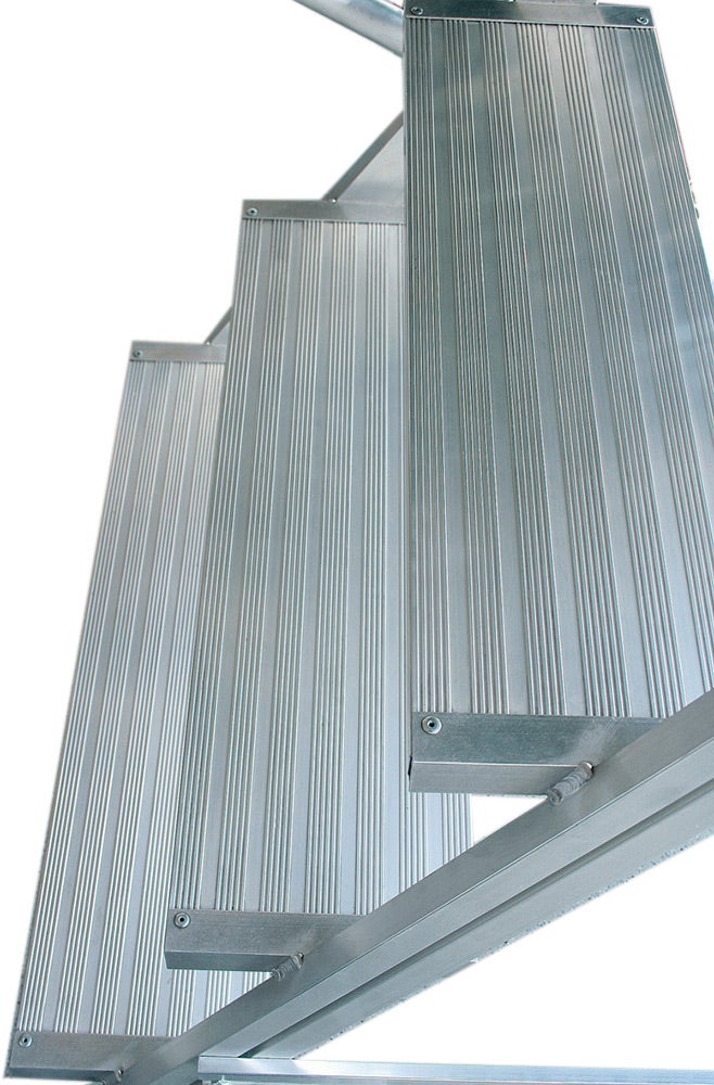MUNK mobiele platformladder, gegolfd aluminium, 2x4 treden