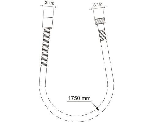 Ideal Standard doucheslang, kunststof, 175 cm x 1/2 inch, chroom, BF175AA
