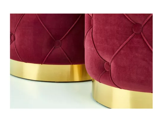 Poufs gigognes en velours bordeaux avec base en acier doré ECHO