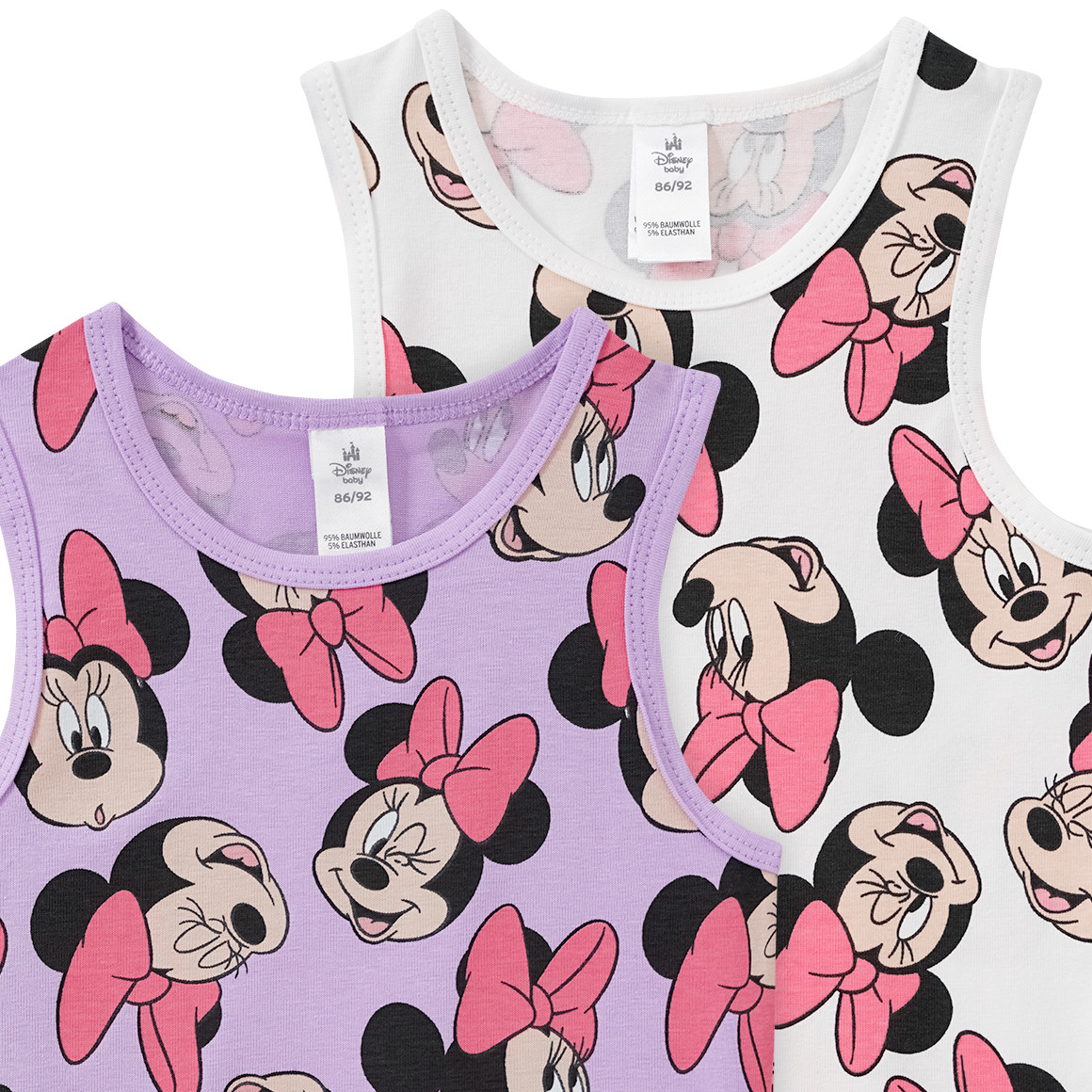 Topomini 2 Minnie Maus Unterhemden mit Allover-Print helllila / weiss
