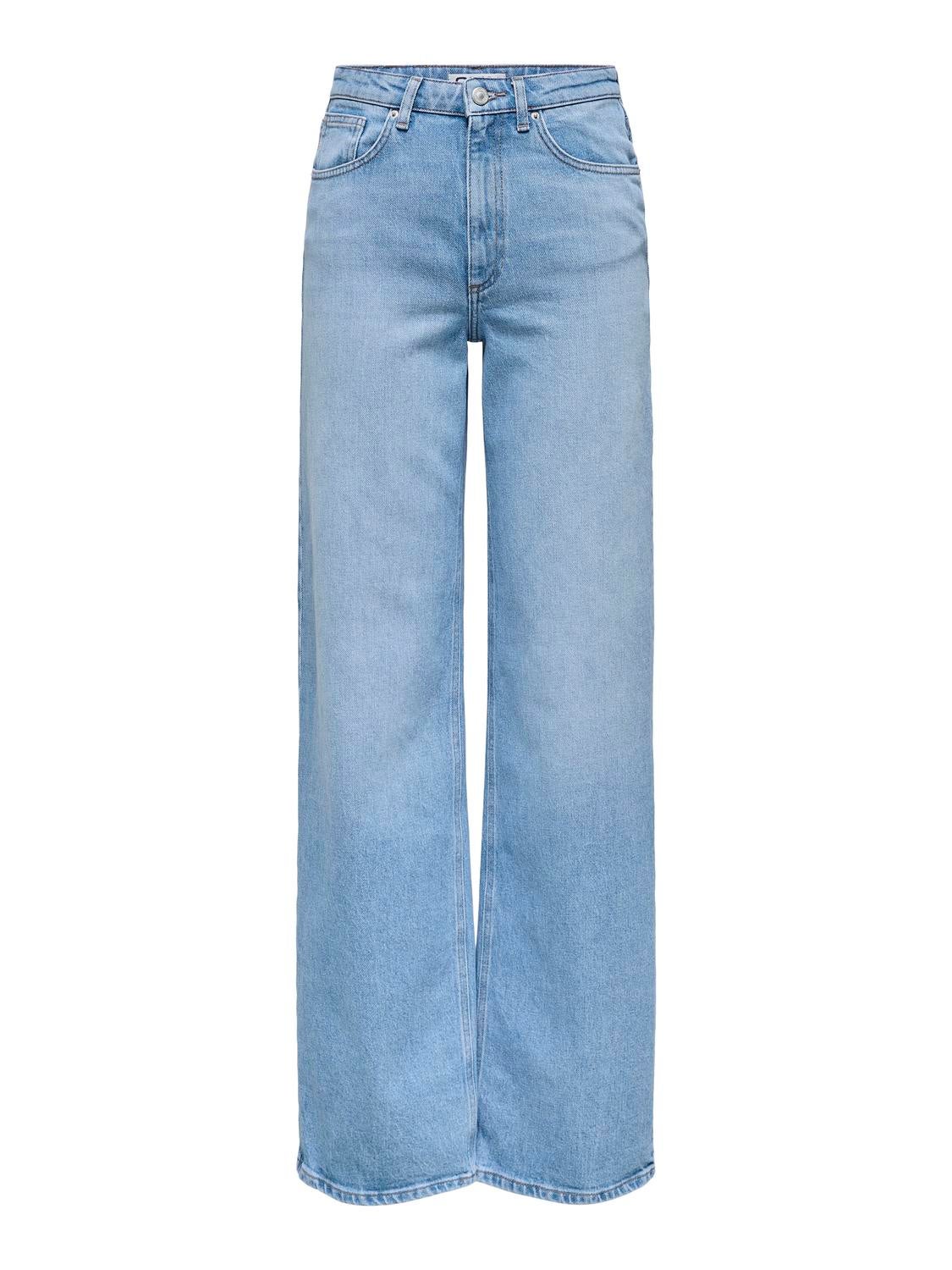 ONLJUICY Hohe Taille Weiter Beinschnitt Jeans Light Blue Denim