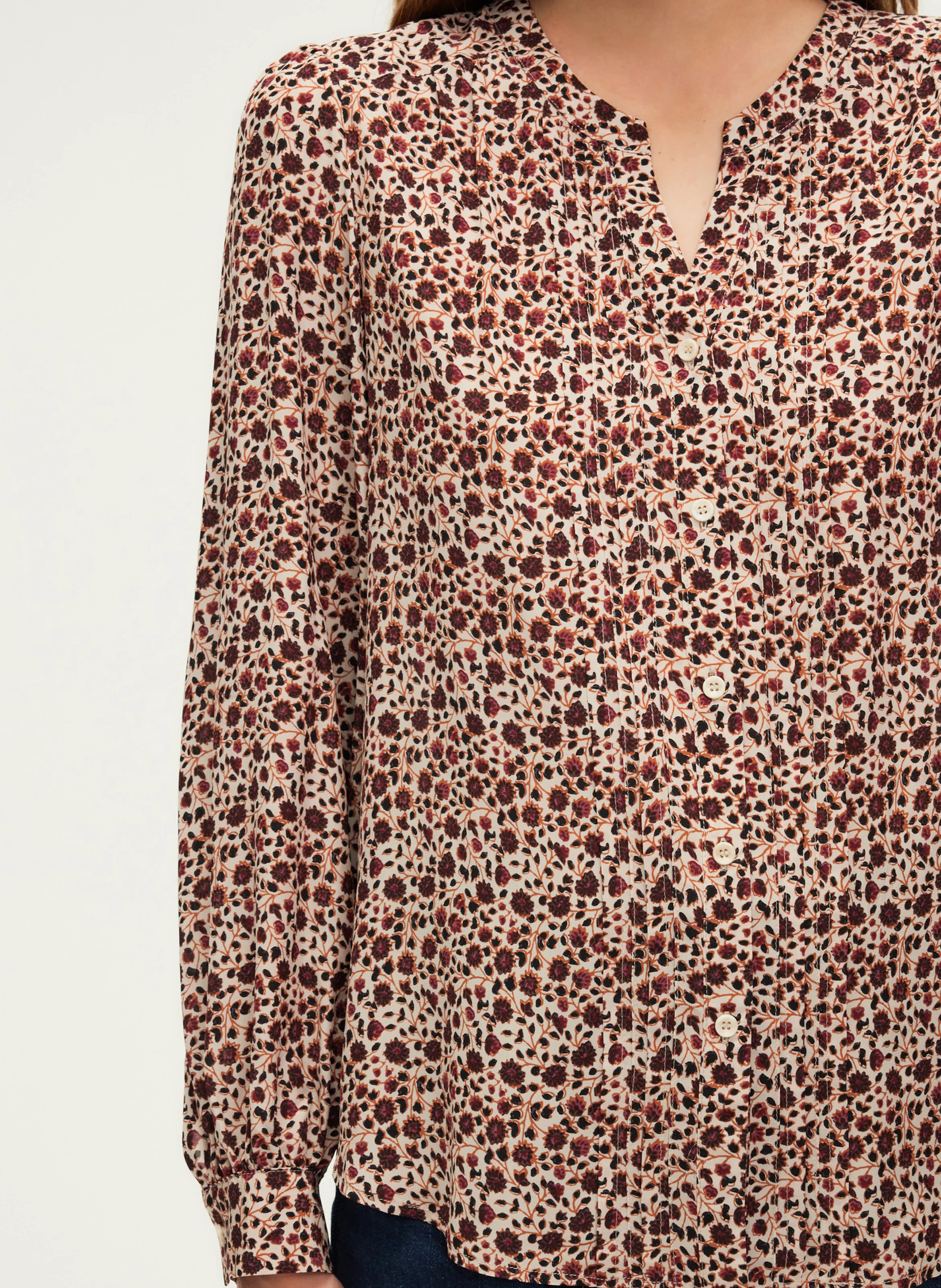 BERNIKE - Chemise droite fluide à fleurs | Beige