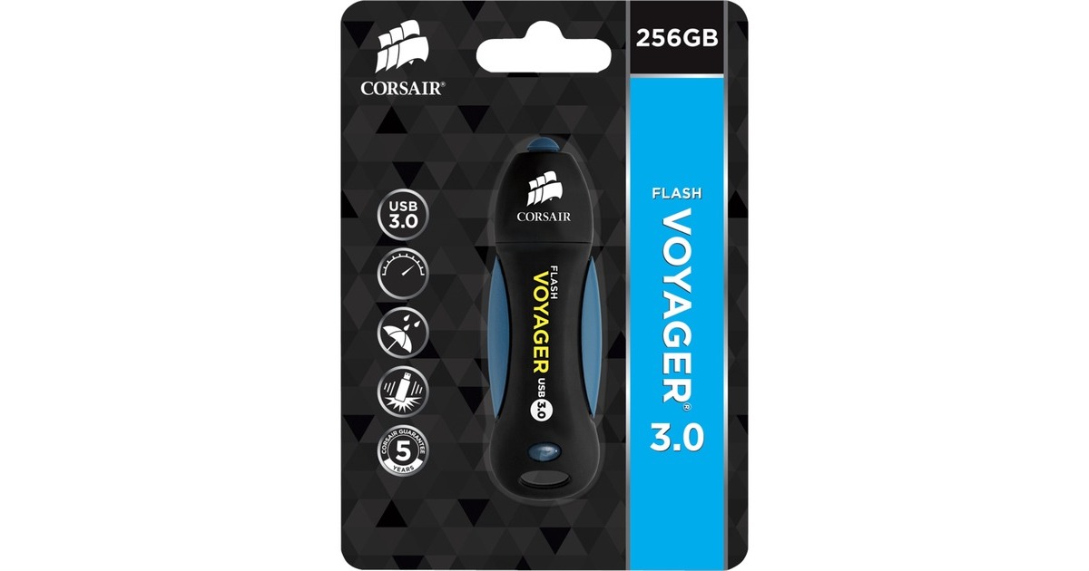 CorsairFlash Voyager USB 3.0 256 GB usb-stick  (Zwart/blauw, CMFVY3A-256GB)