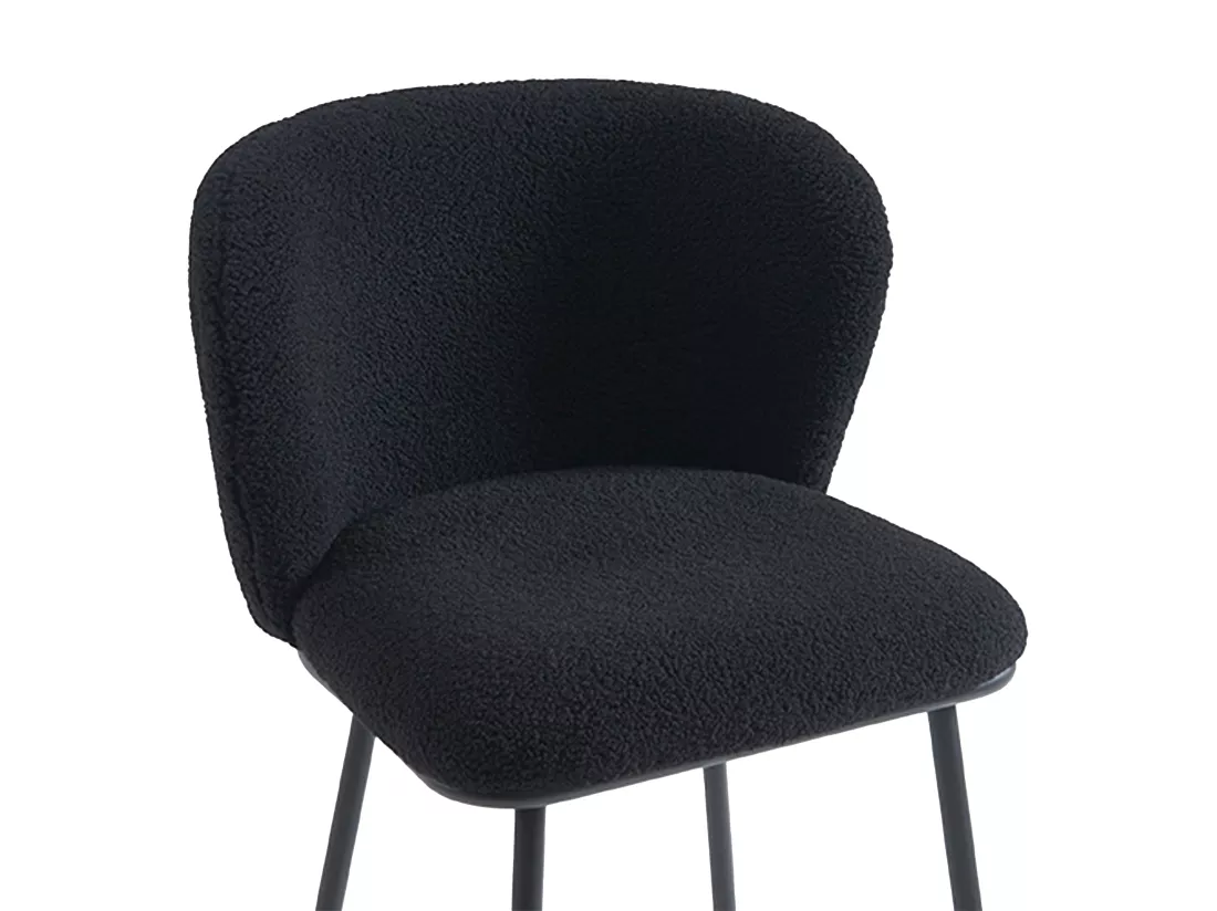 Lot de 2 tabourets de bar en tissu bouclette et métal - Noir - SENORASE