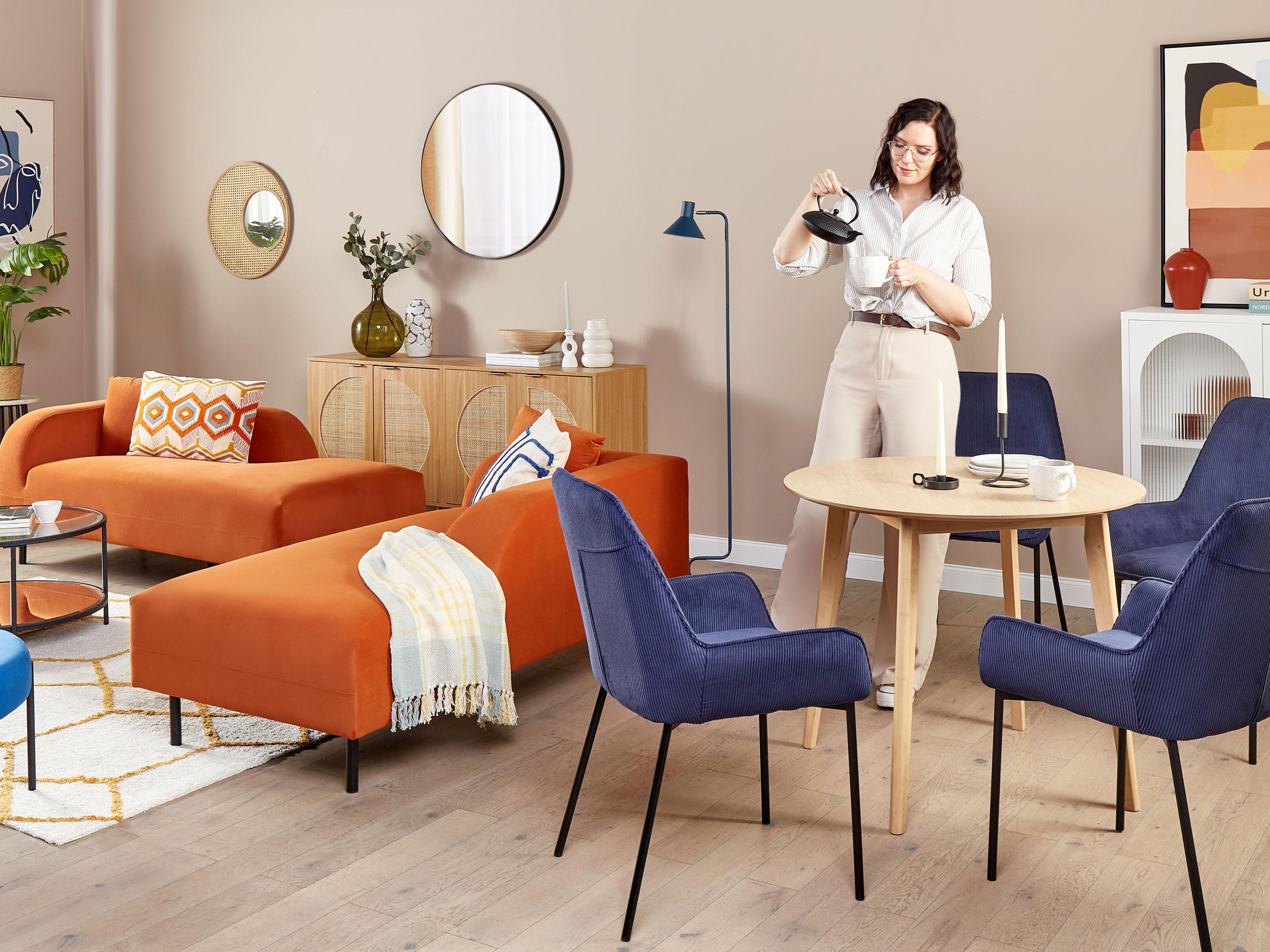 Set van 2 eetkamerstoelen LOVERNA Corduroy Donkerblauw