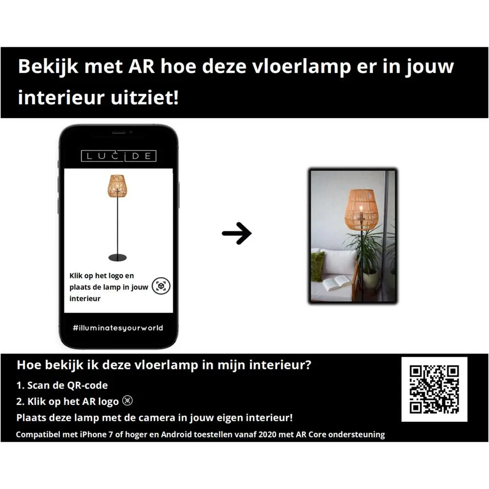 Lucide NERIDA Vloerlamp - Naturel