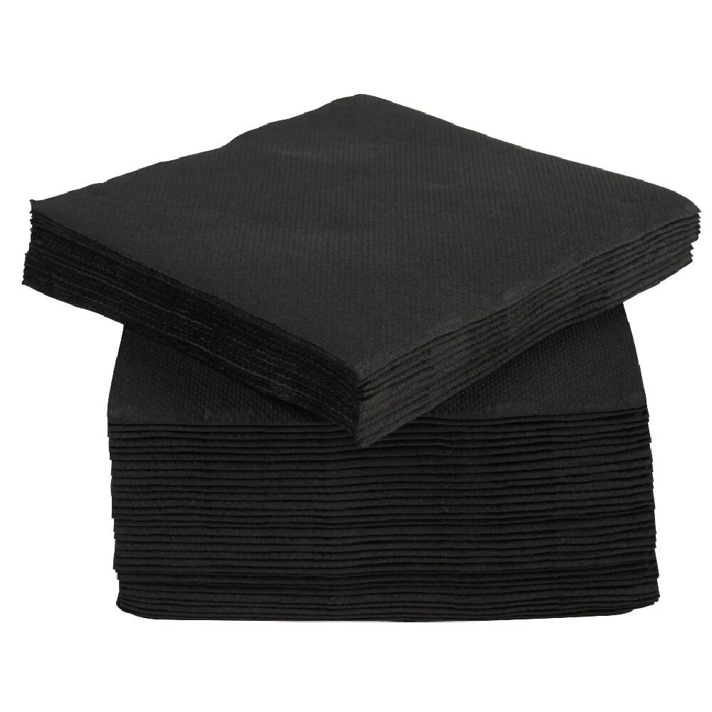Serviette cocktail carrée noire Tex Touch 2 plis en papier x40