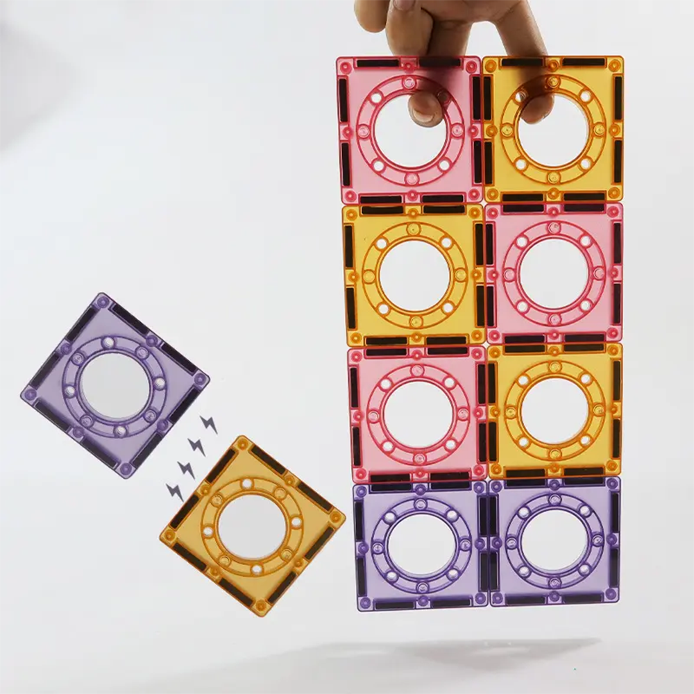 (65-tlg. Set) Magnet Bausteine Kinder Spielzeug DIY Murmelbahn Magnetische Fliesen Lernspiel - Bunt