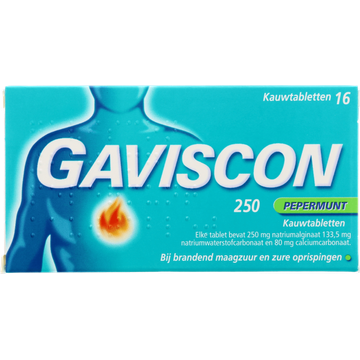 Gaviscon Kauwtabletten Pepermunt bij brandend maagzuur 16 Stuks