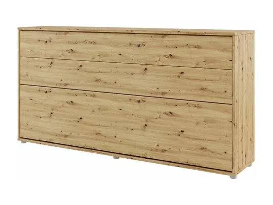 Lit escamotable horizontal avec étagères chêne artisan Noby 90x200-Avec Led sans veilleuses