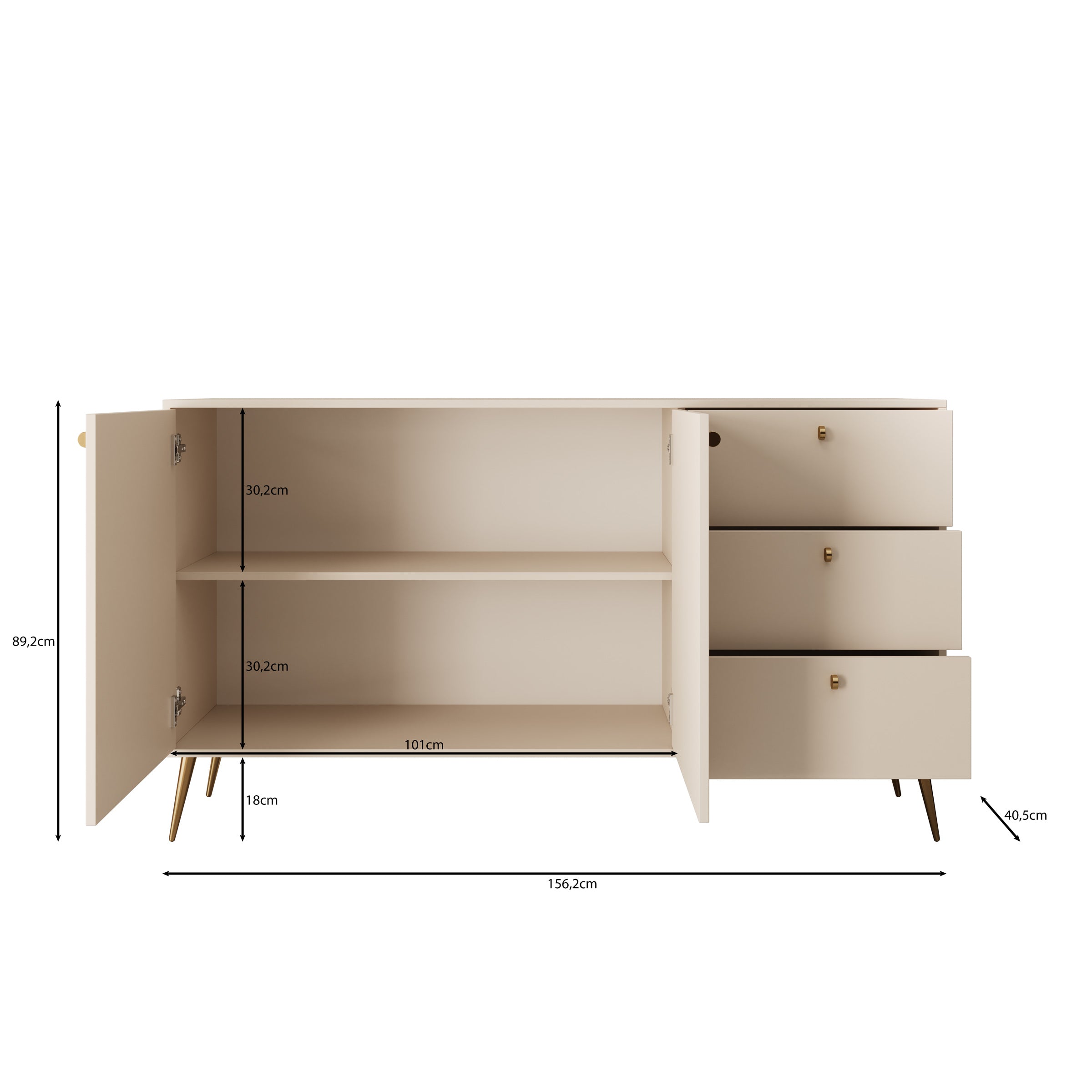 Reunion - Dressoir - Beige - 156x41x89 cm