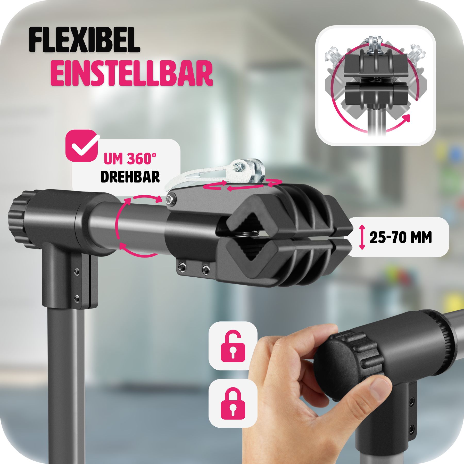 tectake® Fahrradmontageständer, für alle gängigen Modelle, lackschonend, inklusive Werkzeugablage mit Montageschlüssel