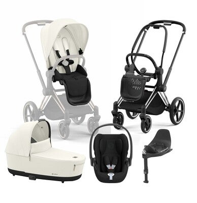Cybex Priam Duovogn inkl. Cloud T & Base, Off White/Chrome Black