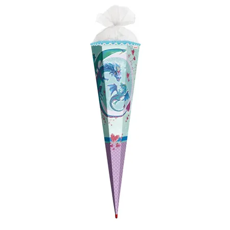 Roth Schultüte Drachenliebe mit Glitter und Pailletten, 85 cm, eckig