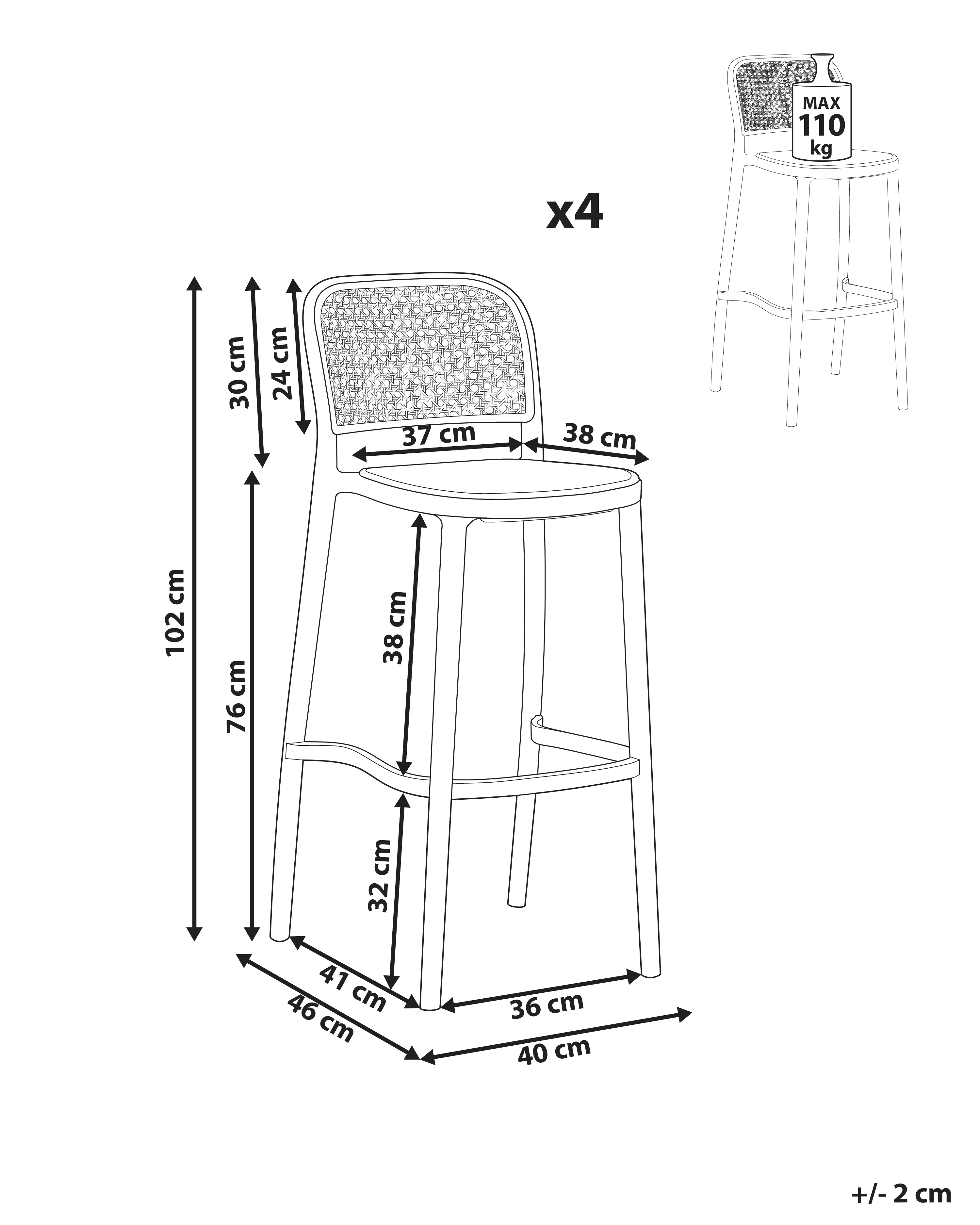 Set van 4 barstoelen PLOSE Synthetisch materiaal Beige