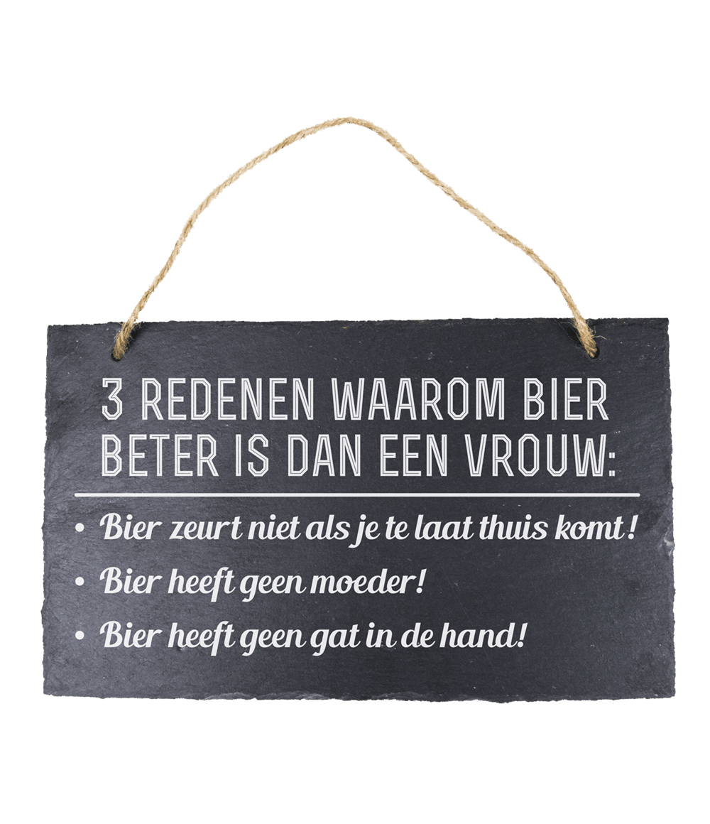 Leisteen Bordje Bier 25cm