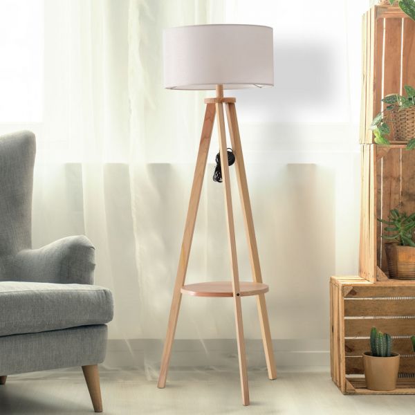 HomCom Candeeiro de Pé E27, 40W Tripé Inoxidável 154cm