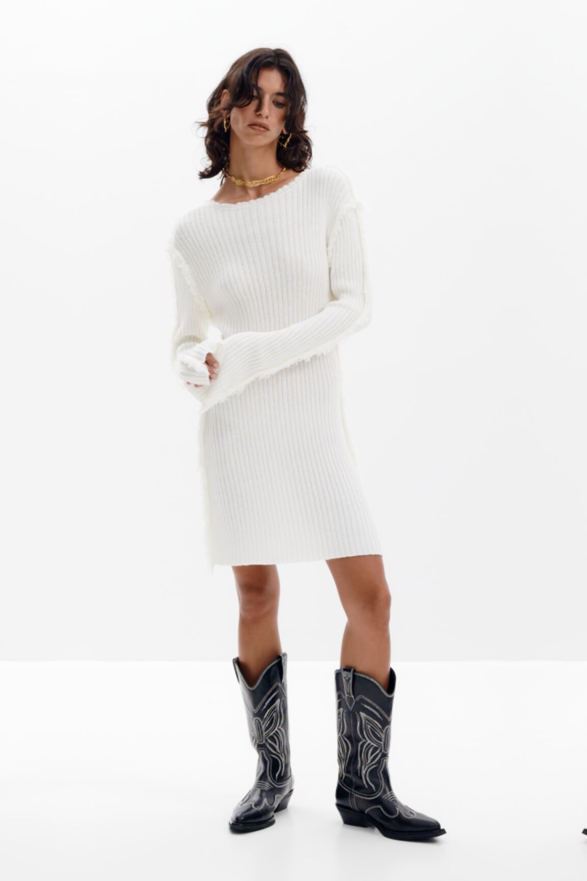Vestido de malha canelada