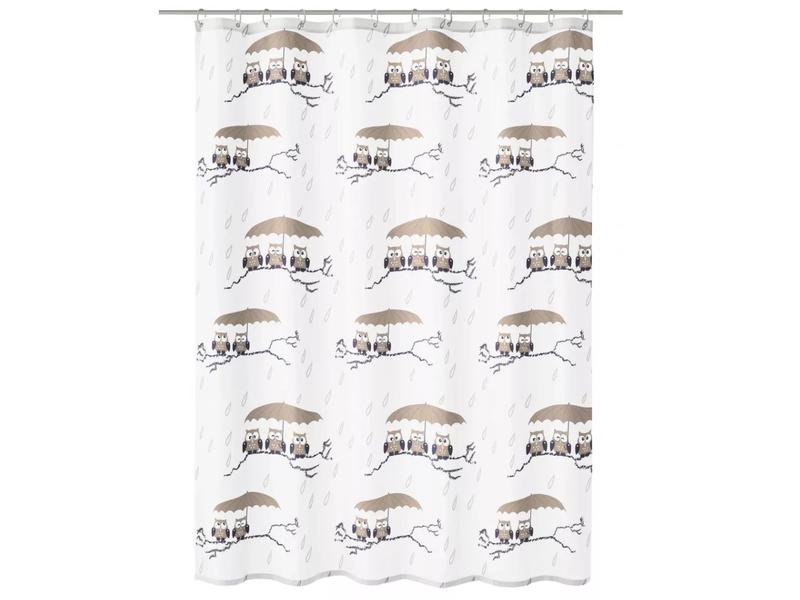Kleine Wolke Duschvorhang Eulen 180 x 180 cm , Braun/Weiss Duschvorhang aus Polyester