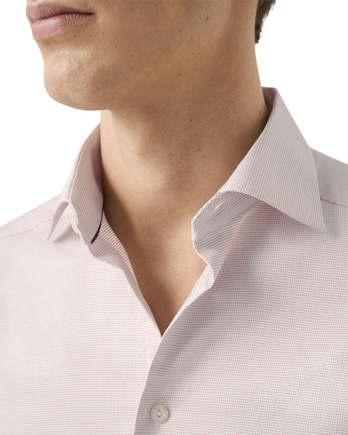 ETON Slim Fit Pink Semi Solid Cotton Tencel Lyocell Shirt Pink