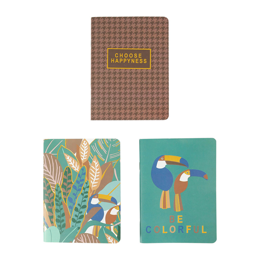 Lot de 3 carnets A6 JUNGLE 10.5x15cm