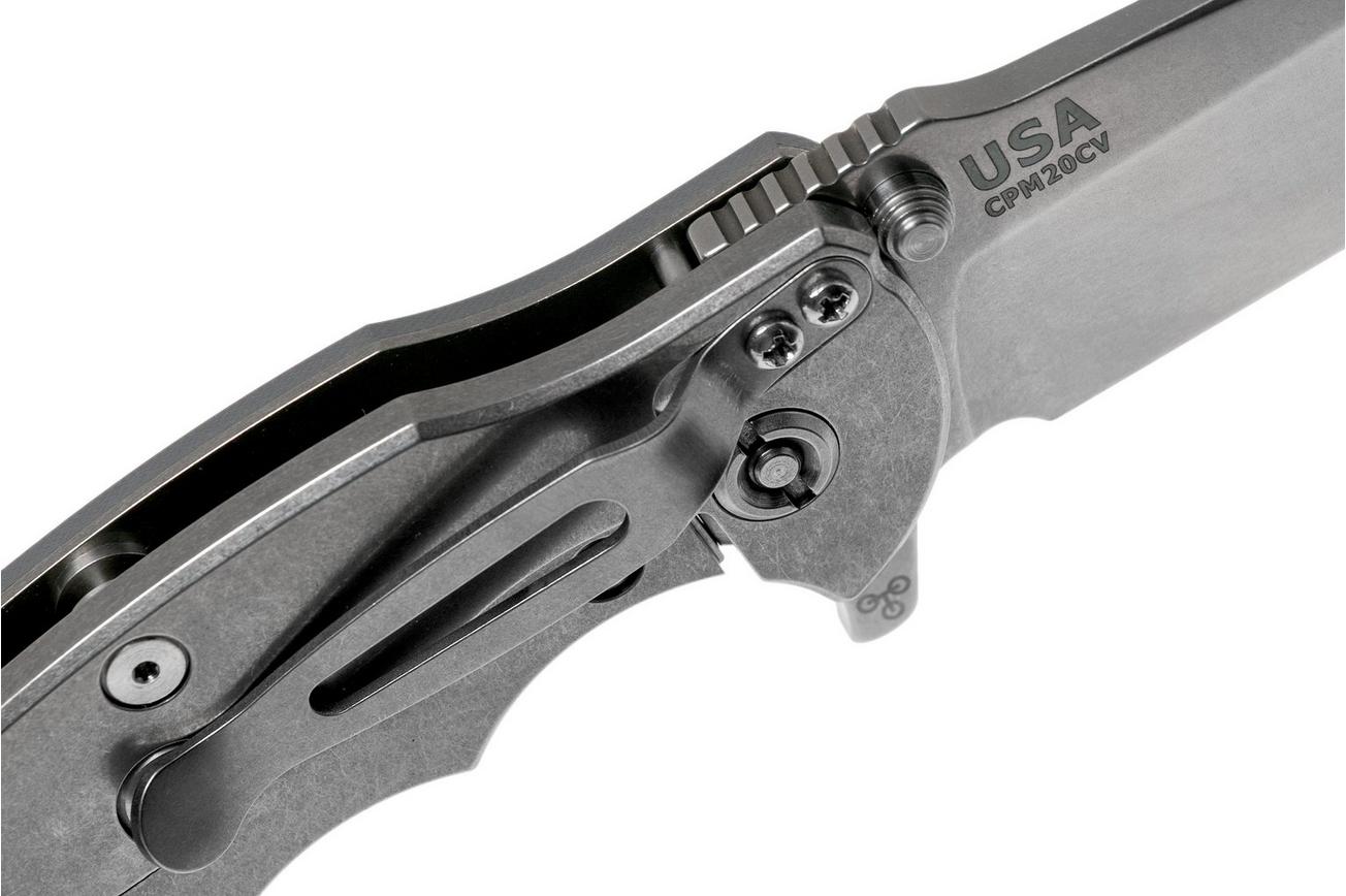 Rick Hinderer Jurassic Spearpoint 20CV Stonewash Dark Grey G10 zakmes