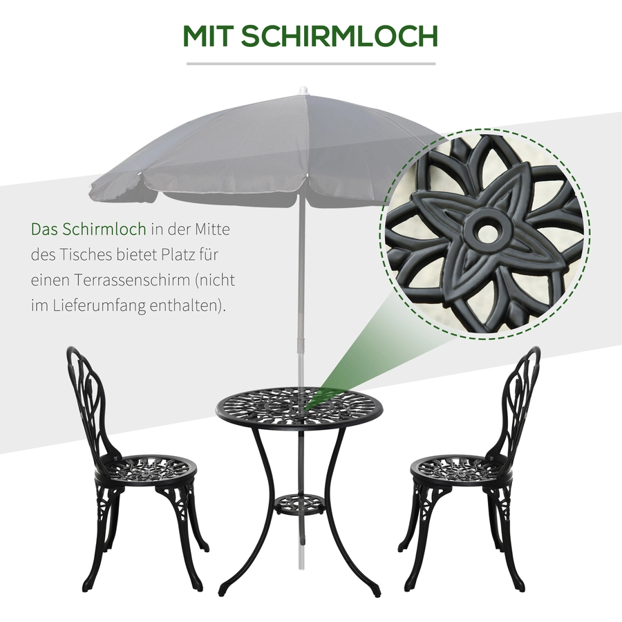 Outsunny Gartenmöbel-Set mit Blumen Design schwarz