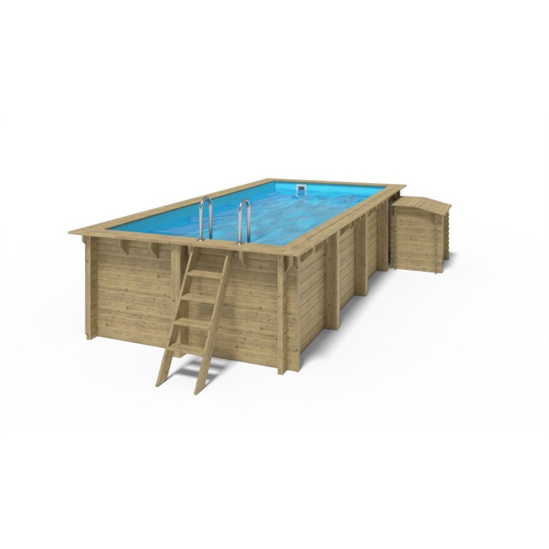 Piscine de jardin en bois - 6,20x3 x h.1,31 m - rectangulaire - coffre de filtration compris