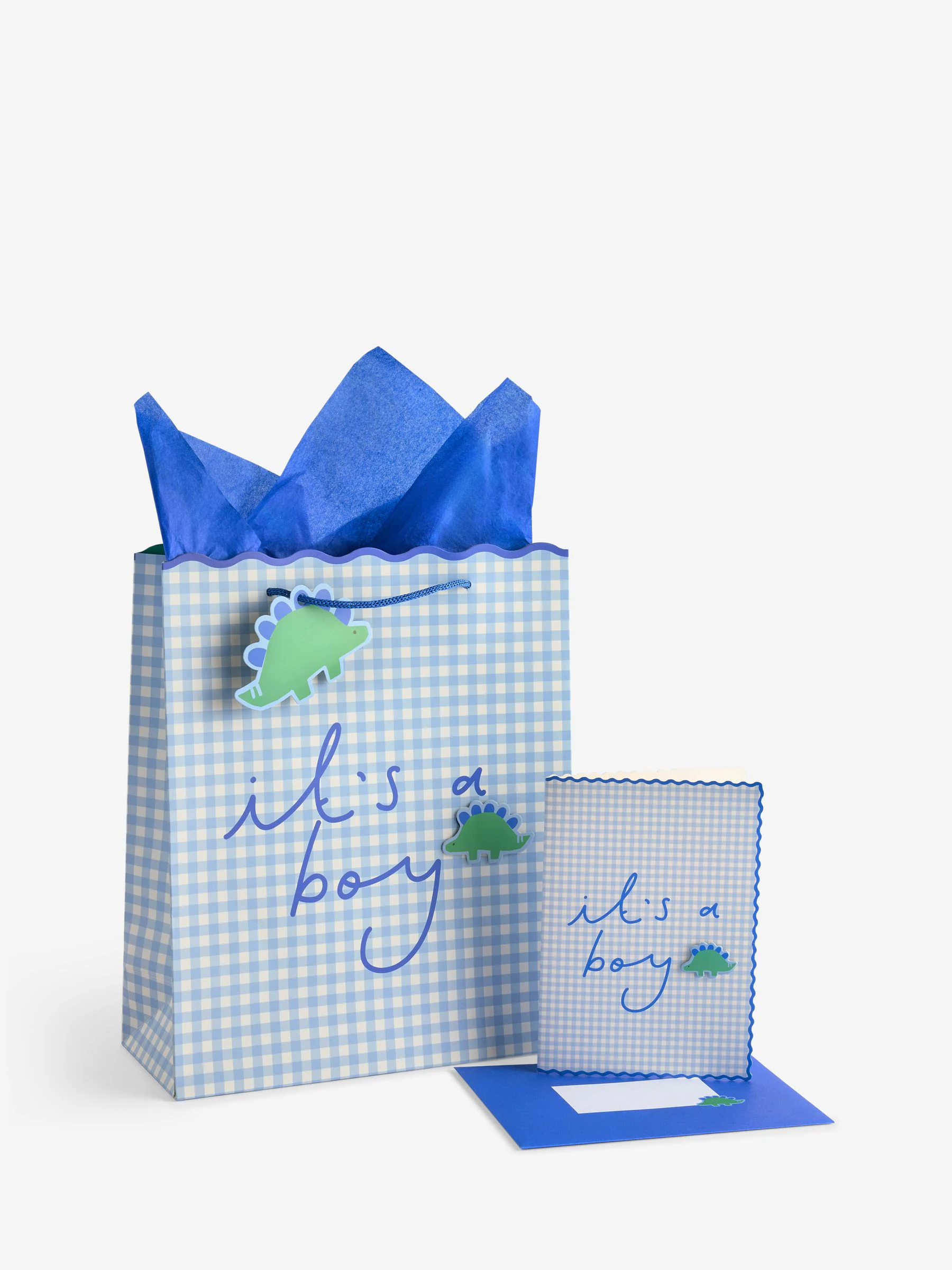 Gingham Medium Gift Bag and Card Set