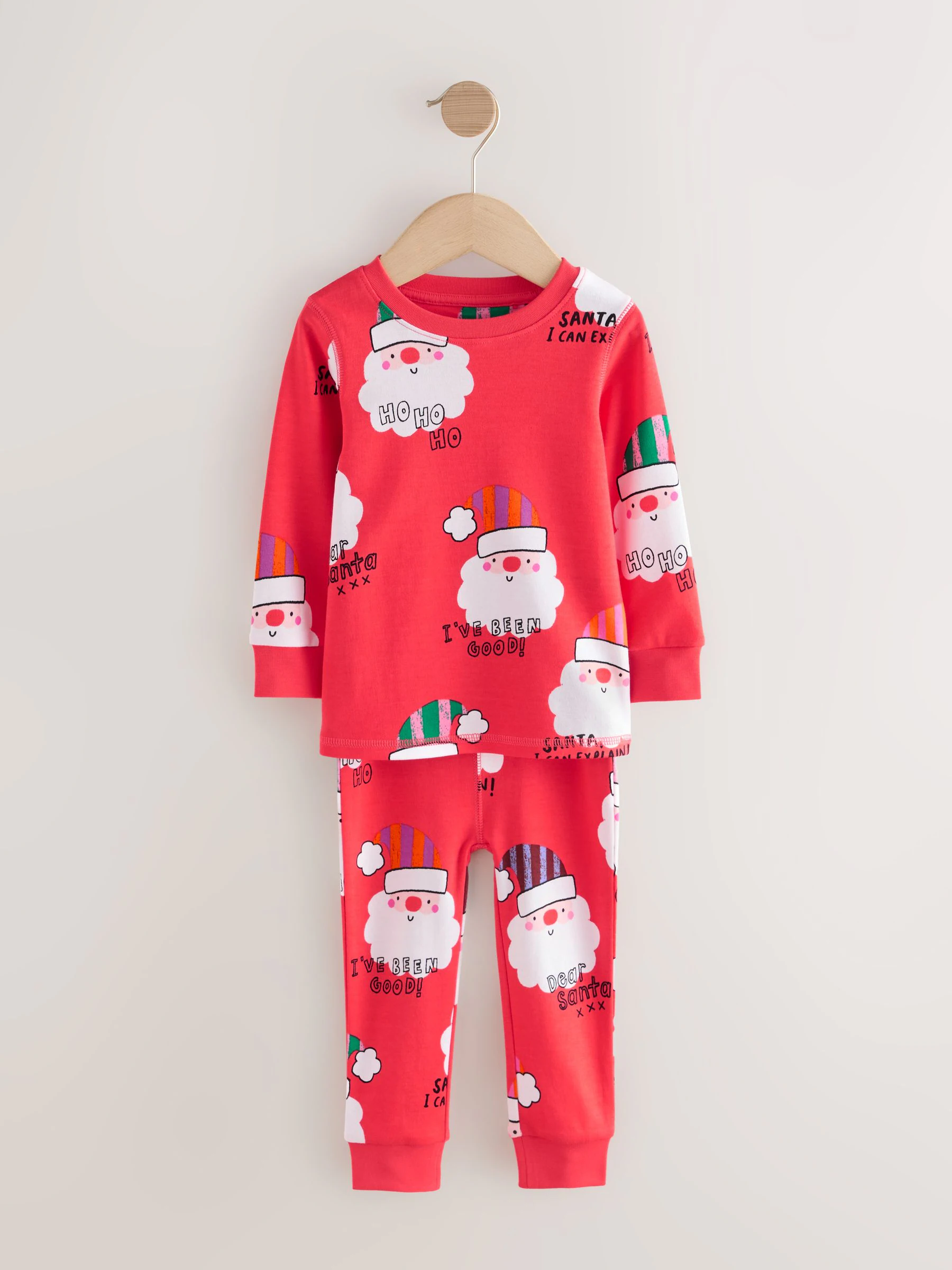 Rood/blauw kerstman - Set van 2 knusse Kerstmis Pyjama's (9mnd-12jr)