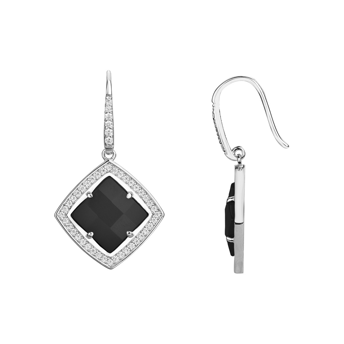 Boucles d'oreilles pendantes en Argent avec oxyde de zirconium blanc