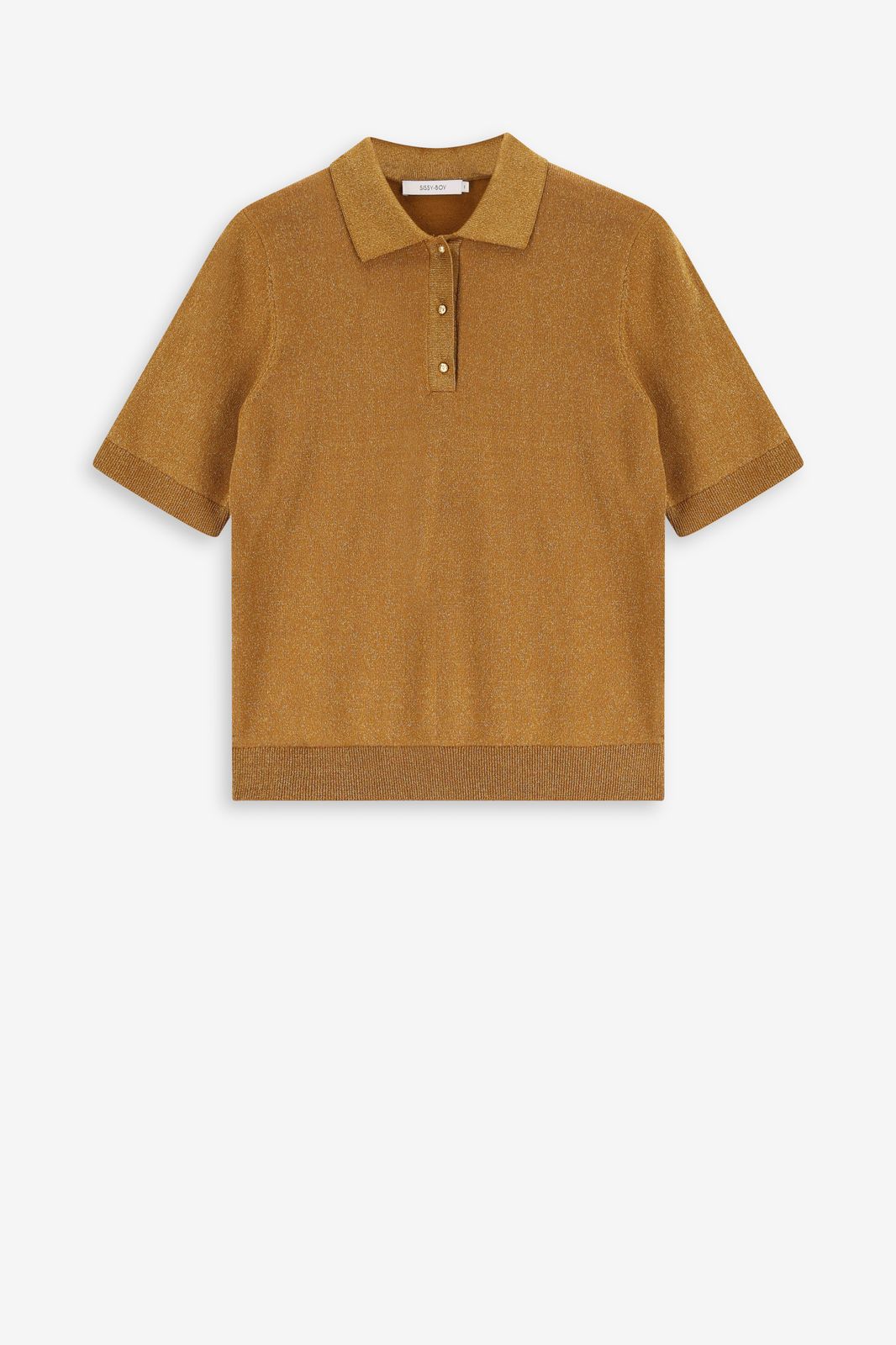 Goudbruine polo met lurex