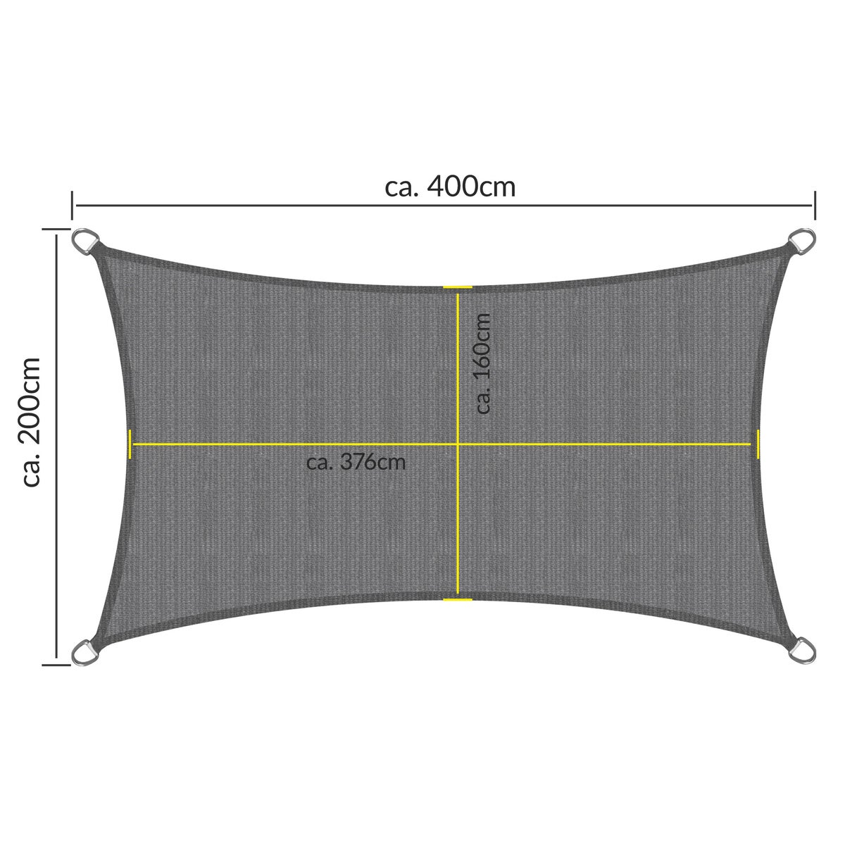 SolVision HS9 zonnezeil 200x400cm rechthoekig antraciet HDPE