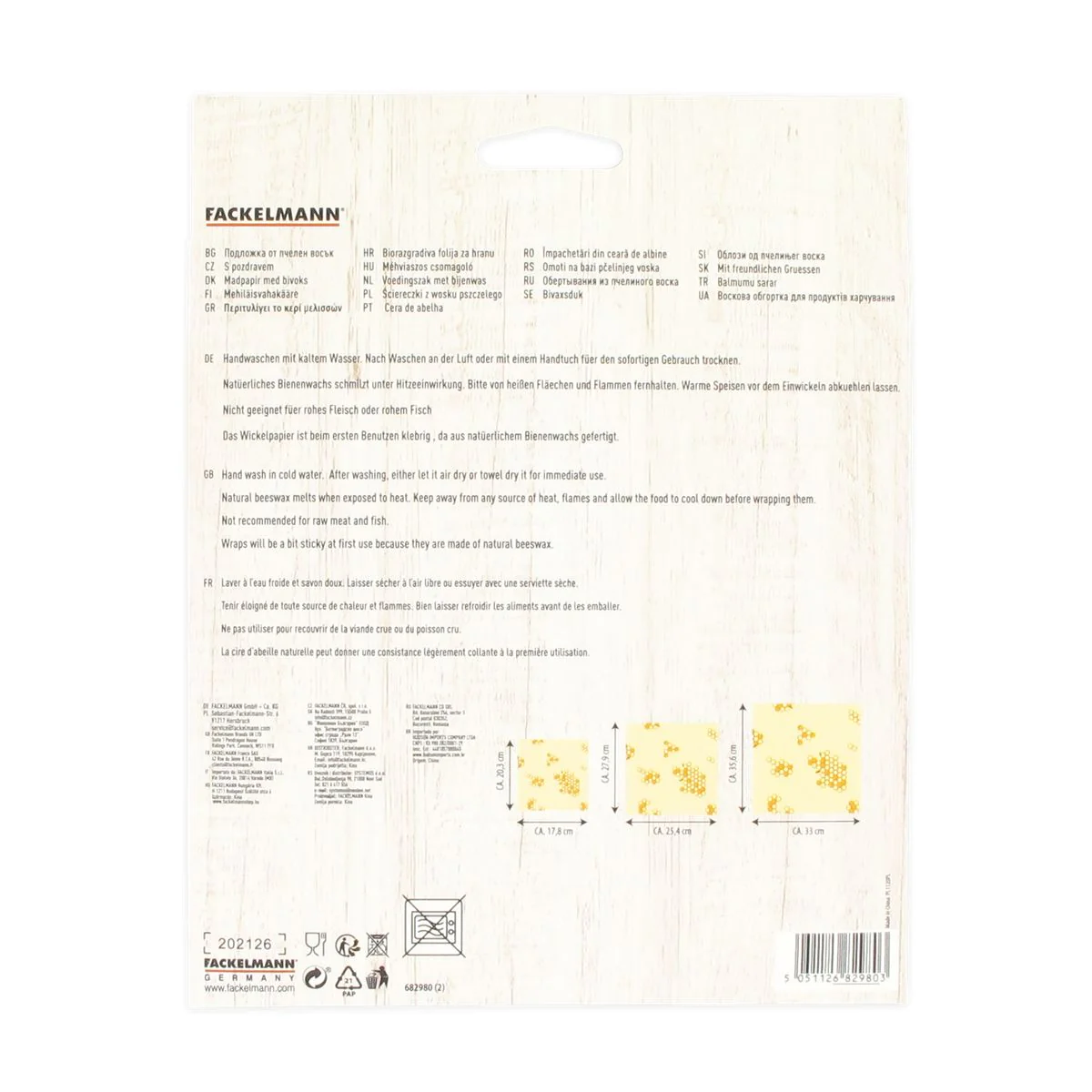 Set de 3 emballages en cire d'abeille Eco Friendly Fackelmann