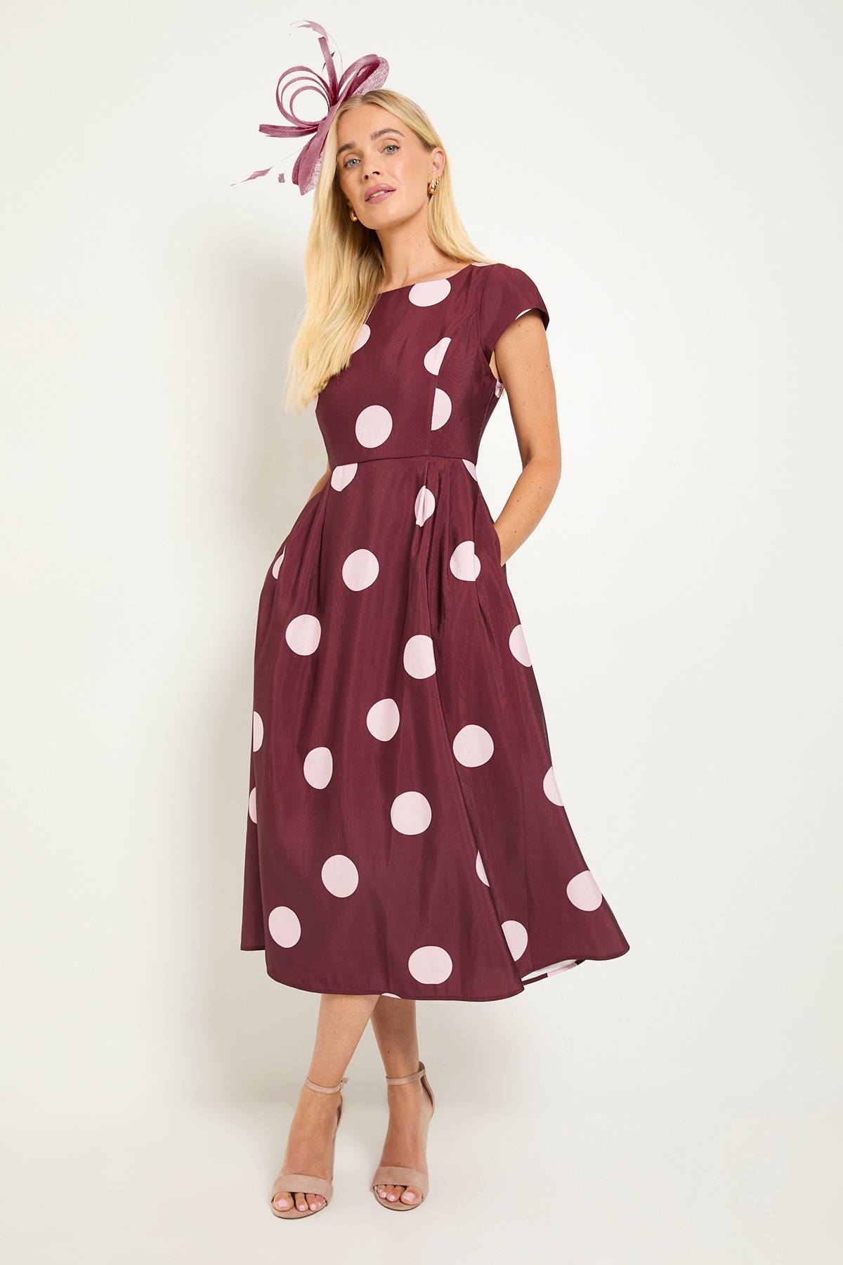 Wallis Robe Midi Cintrée Évasée À Pois Ottoman Petite Taille