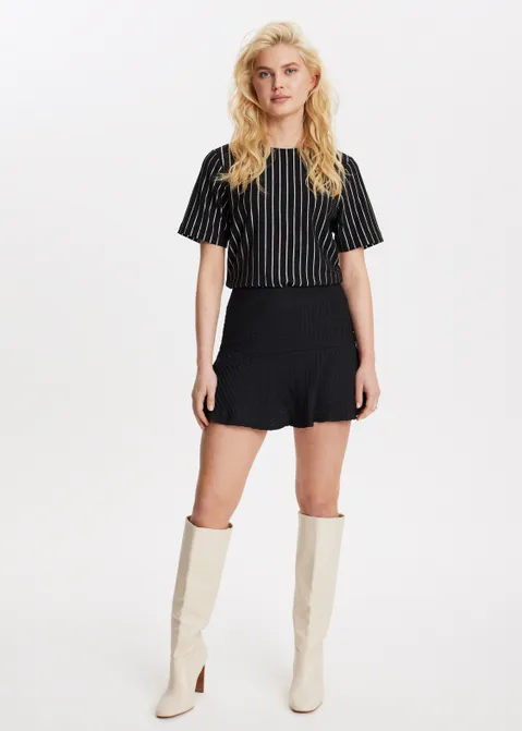 Skort met 3D-textuur zwart (ZWART)