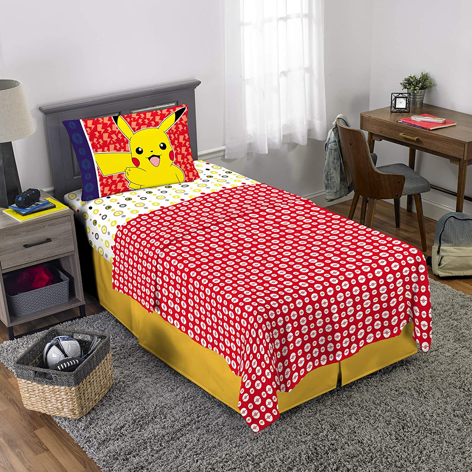 Twin Super Mario 3-Piece Bed Sheet Set.1 Flat Sheet 1 Fitted Sheet 1 Pillow Cases
