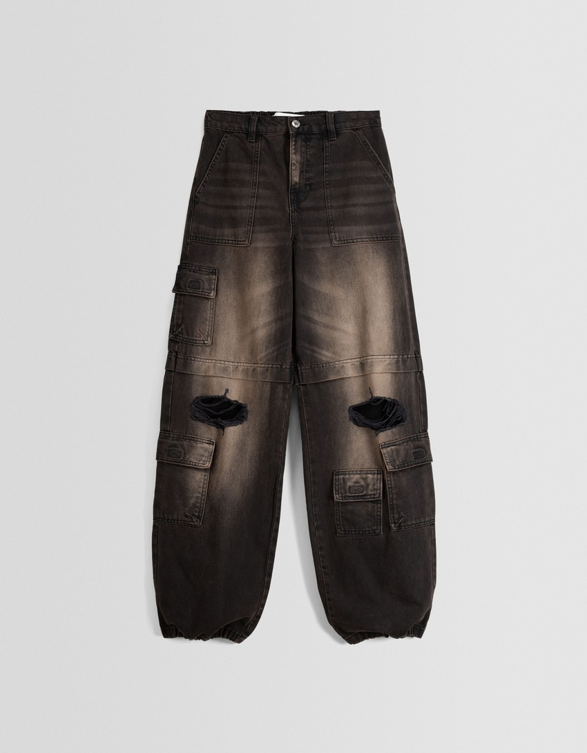 calça cargo rasgada