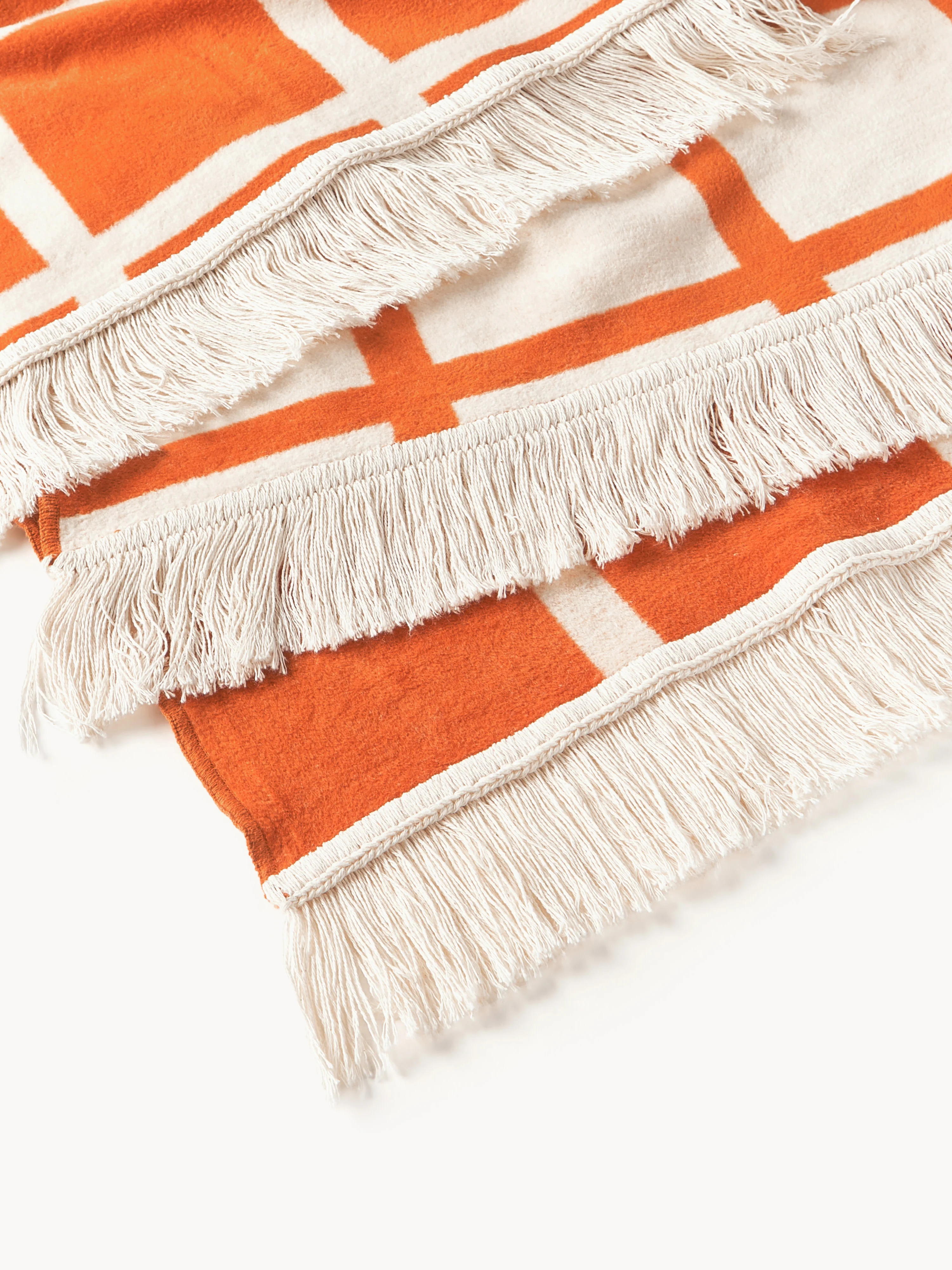 Geruite zachte katoenen plaid Edison met franjes