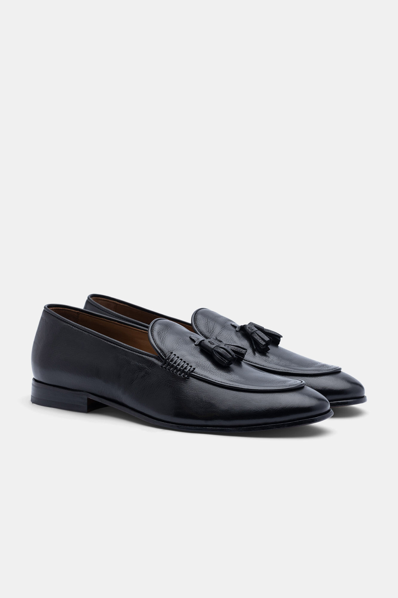 Mocassins de couro bovino escovado preto - Preto