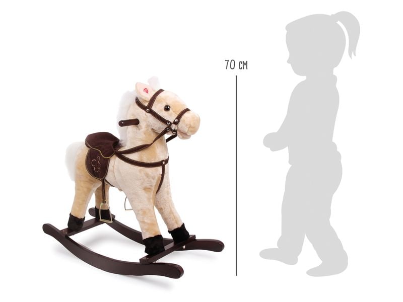small foot Schaukelpferd Zottel Beige/Braun Niedliches Schaukeltier mit authentischen Soundeffekten