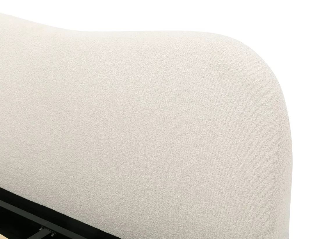 Lit coffre 160 x 200 cm - Tissu bouclette - Blanc - VANARI