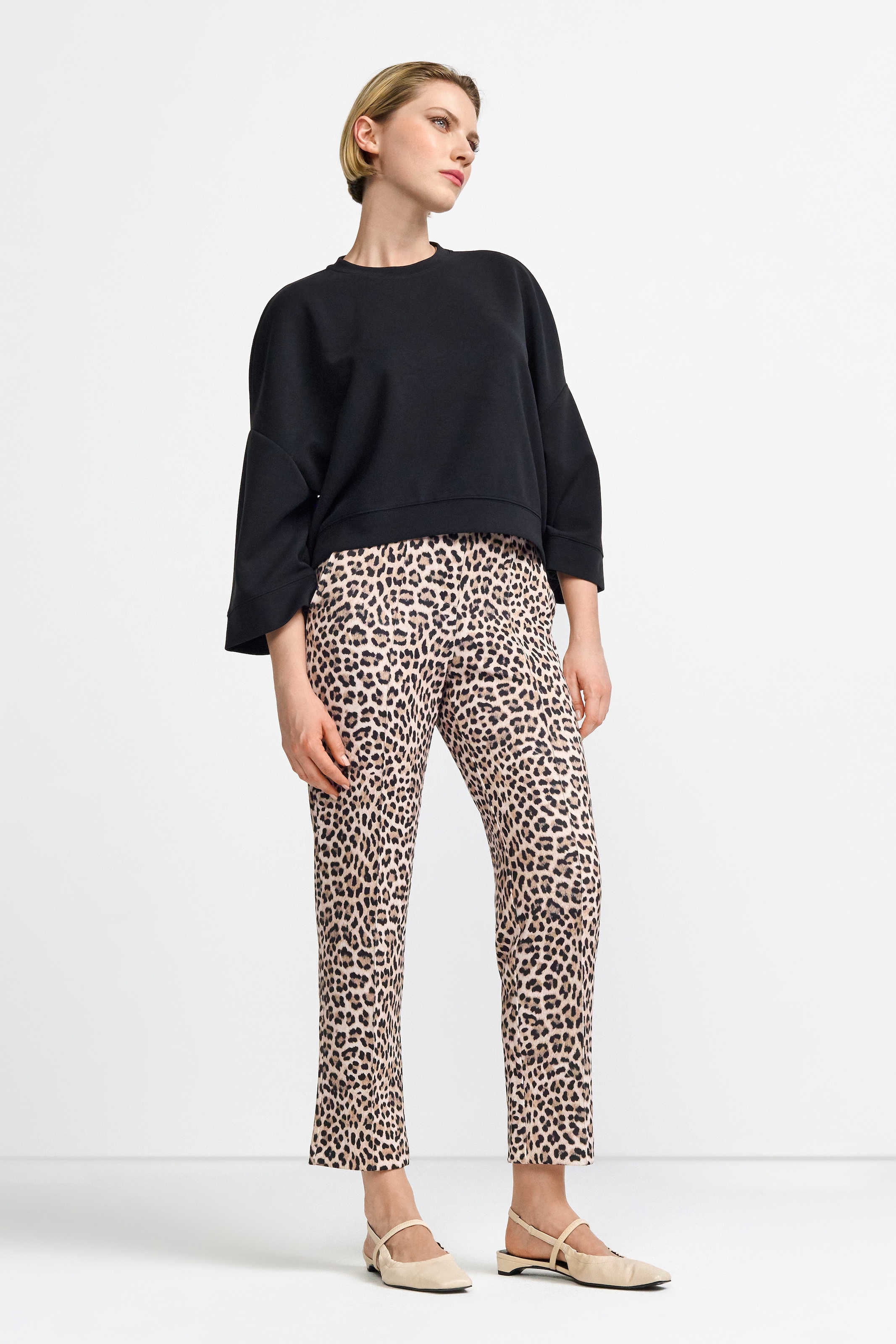 RICHROYAL Bundfaltenhose  mit Leo-Print